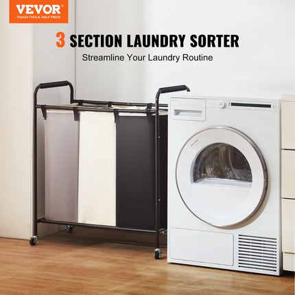 VEVOR 3-Section Laundry Basket