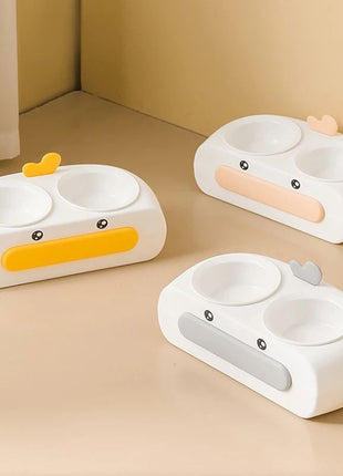 Duck-Shaped Double Pet Bowl
