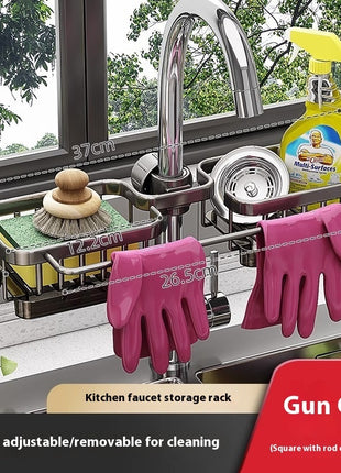 Estante de almacenamiento de aluminio para grifo y fregadero de cocina