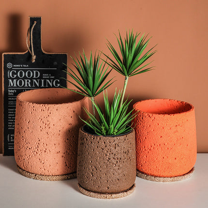 Nordic Cement Flowerpot Creative Volcanic Rock Breathable Greenery Potted Pot