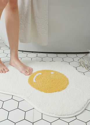Divertida alfombra de entrada con forma de huevo, para pasillo, baño, cocina