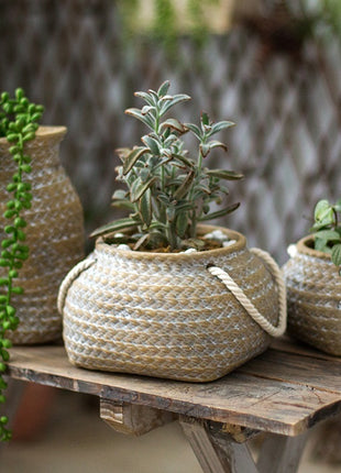 Woven Ceramic Flower Pot