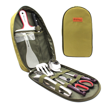 8pcs Camp Kitchen Cooking Utensil Set Travel Organizer Grill