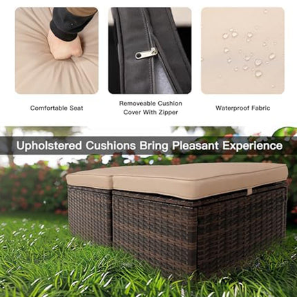 2-Piece Wicker Ottoman Set