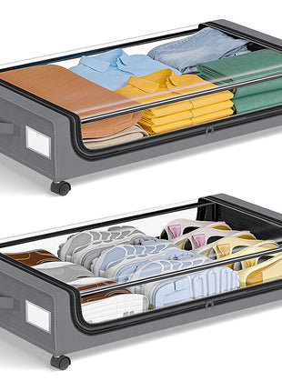 Caja de almacenamiento con estante inferior para cama cuadrada