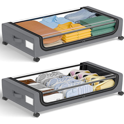 Caja de almacenamiento con estante inferior para cama cuadrada