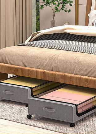 Caja de almacenamiento con estante inferior para cama cuadrada