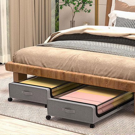 Caja de almacenamiento con estante inferior para cama cuadrada