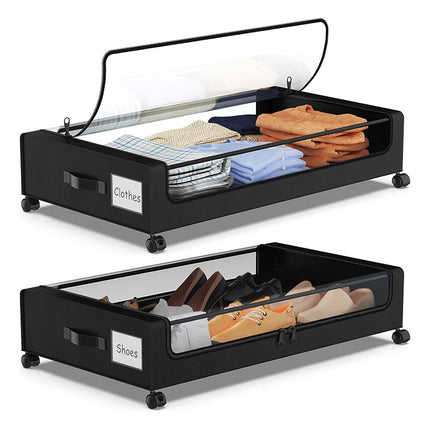 Caja de almacenamiento con estante inferior para cama cuadrada