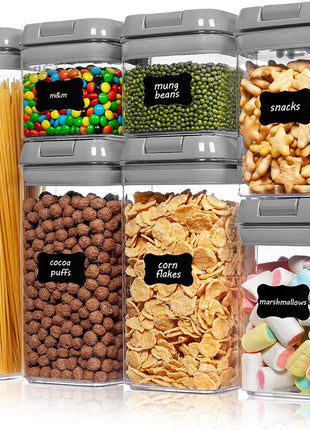 Latas de plástico selladas transparentes para cereales de cocina