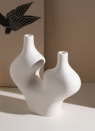 Ceramic Double-Peacock Vas