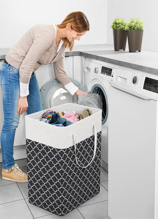 Large Striped Laundry Basket
