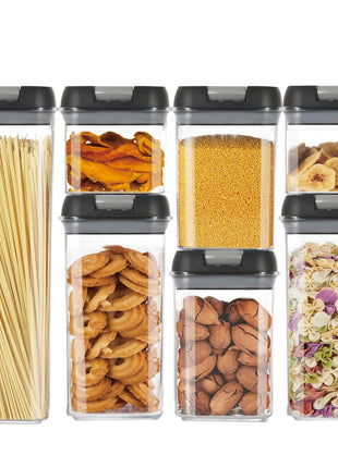 Latas de plástico selladas transparentes para cereales de cocina