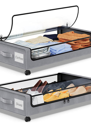 Caja de almacenamiento con estante inferior para cama cuadrada