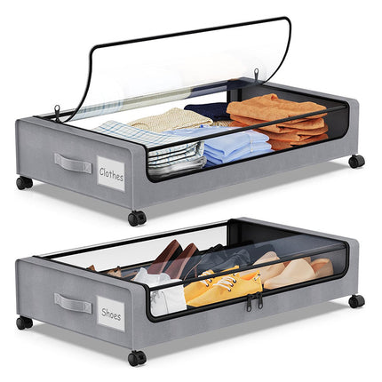 Caja de almacenamiento con estante inferior para cama cuadrada