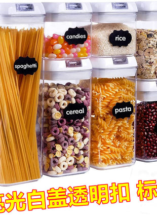 Latas de plástico selladas transparentes para cereales de cocina