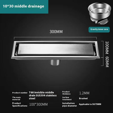 Stainless Steel Rectangular Bathroom Shower Floor Drain