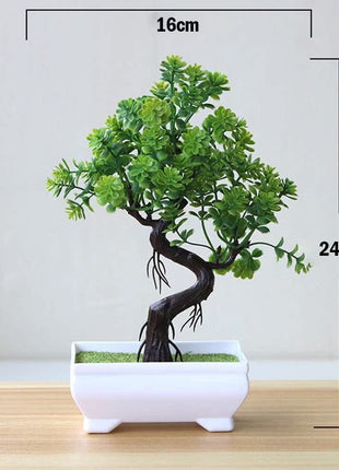 Plantas arbóreas pequeñas artificiales en macetas verdes