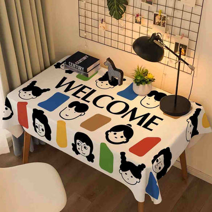 Mantel rectangular para mesa de estudio de dormitorio con dibujos animados