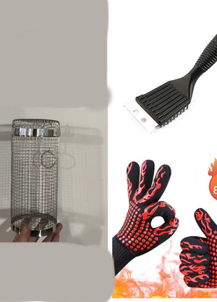Rolling BBQ Grill Basket