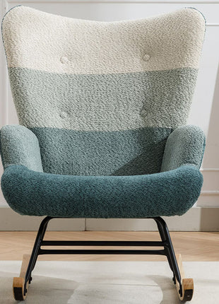 Modern Patchwork Accent Chair With Solid Wood Armrest And Feet