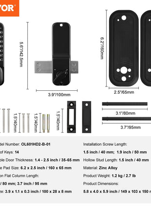 Cerradura mecánica sin llave para puerta VEVOR 