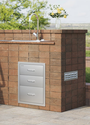 Cajones para barbacoa de acero inoxidable de triple acceso para cocina exterior VEVOR de 18 x 20,5 pulgadas 