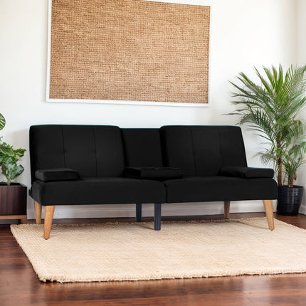 Modern Velvet Upholstered Futon Sofa Bed