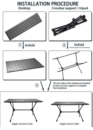 Mesa plegable de aleación de aluminio para acampar al aire libre, ligera, para picnic y barbacoa.