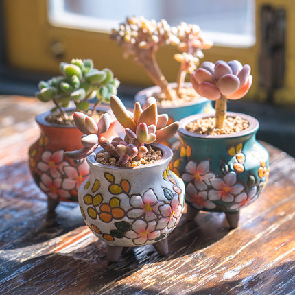 Mini macetas de cerámica pequeñas y creativas para plantas verdes de interior