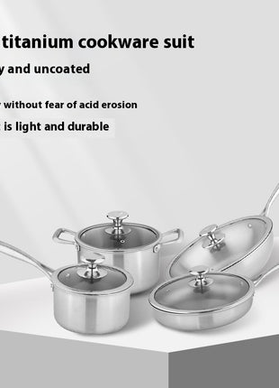 Juego de utensilios de cocina antiadherentes de fondo plano sin revestimiento Instale el juego completo