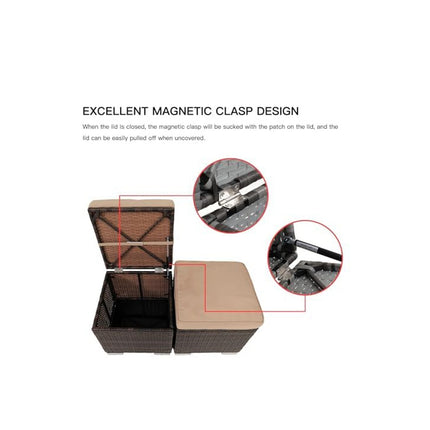 2-Piece Wicker Ottoman Set