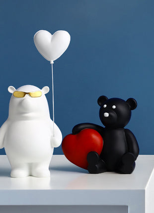 Oso de amor navideño, decoración para sala de estar infantil, manualidades de resina