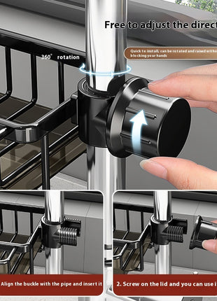 Estante de almacenamiento de aluminio para grifo y fregadero de cocina
