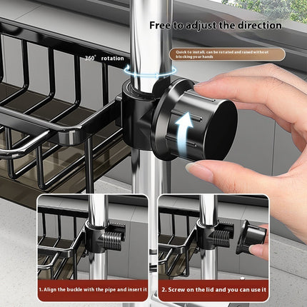 Estante de almacenamiento de aluminio para grifo y fregadero de cocina
