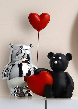 Oso de amor navideño, decoración para sala de estar infantil, manualidades de resina
