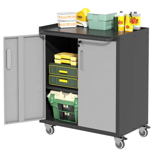 Heavy-Duty Metal Garage Storage Cabinet With Wheels