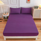 Dark purple / Fitted sheet 120x200x27cm