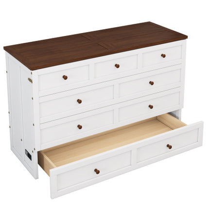 Solid Pine Murphy Bed Chest With Charging Station