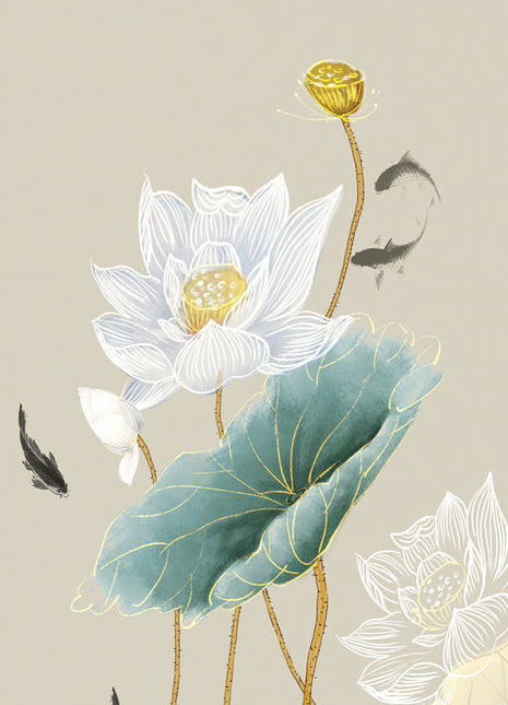 Plum Blossom & Lotus Canvas Art