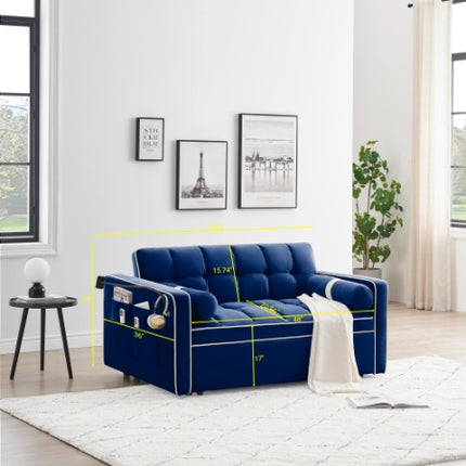 Leeper Sofa Couch W Pull Out Bed, 55 Modern Velvet