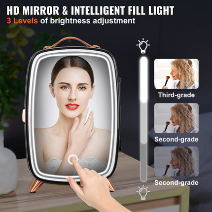 Mini refrigerador Vevor de 6 litros para el cuidado de la piel con luz LED y espejo HD
