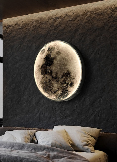 Lámpara de pared con forma de luna para mesita de noche de dormitorio