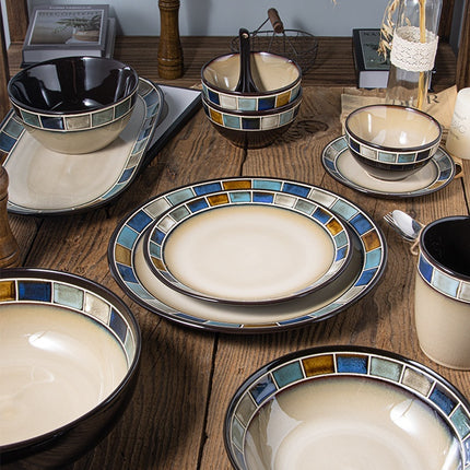 Underglaze Blue Checkered Tableware Set