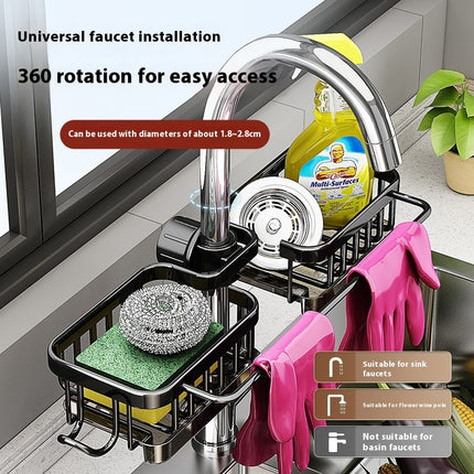 Estante de almacenamiento de aluminio para grifo y fregadero de cocina