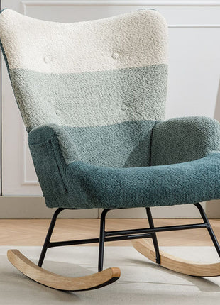 Modern Patchwork Accent Chair With Solid Wood Armrest And Feet