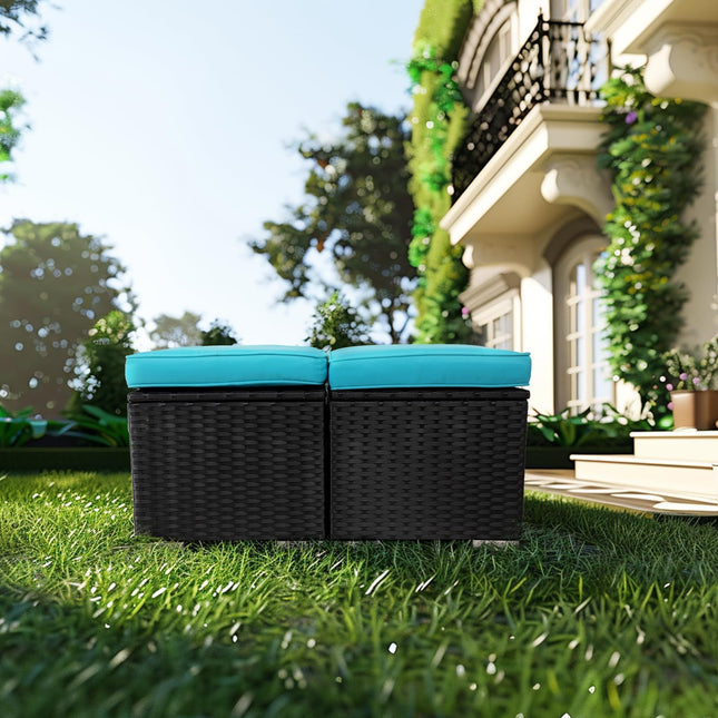 2-Piece Wicker Ottoman Set