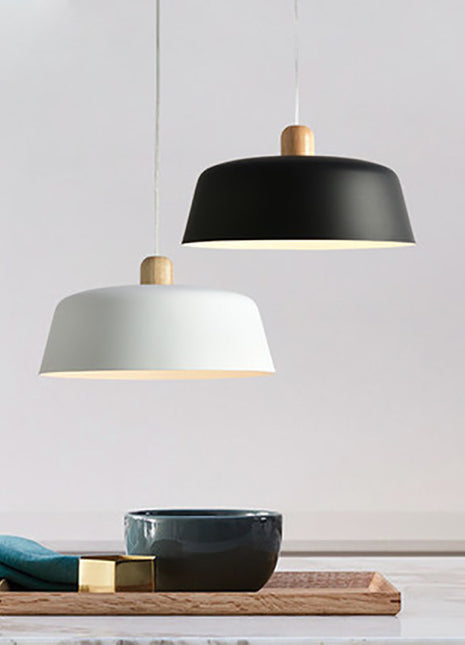 Luminaria colgante de madera nórdica, luminaria redonda para cocina