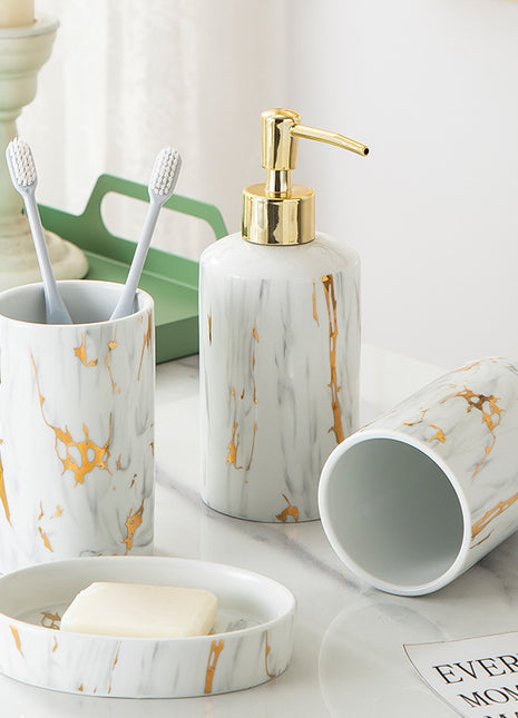 Kit de lavado de baño de mármol de cerámica
