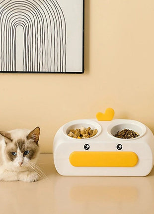 Duck-Shaped Double Pet Bowl